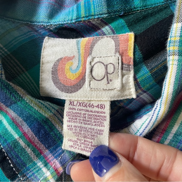 OP OCEAN PACIFIC Button Down Long Sleeve Red Plaid Shirt Size XL 46-48 - Picture 4 of 4